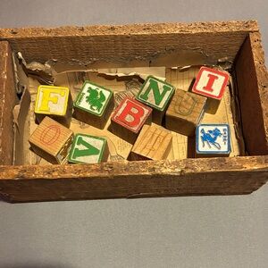 Vintage Wooden Alphabet Blocks Set